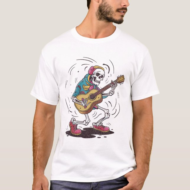 Camiseta Vintage Skeleton tocando violão (Frente)