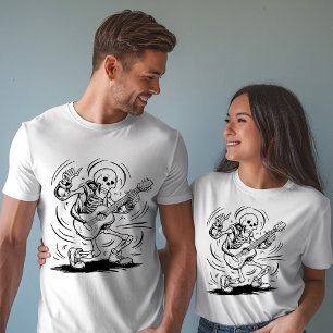Camiseta Vintage Skeleton tocando violão