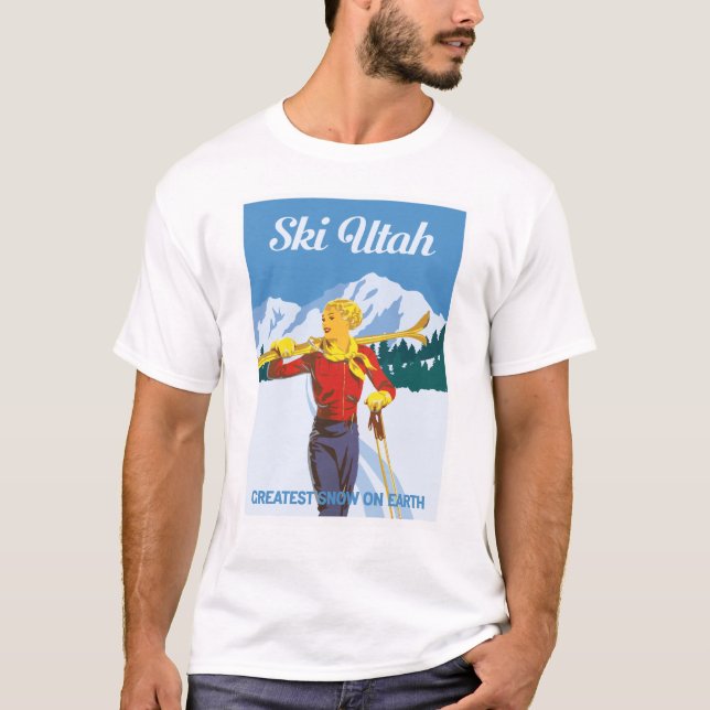 Camiseta Vintage Ski Utah Poster (Frente)