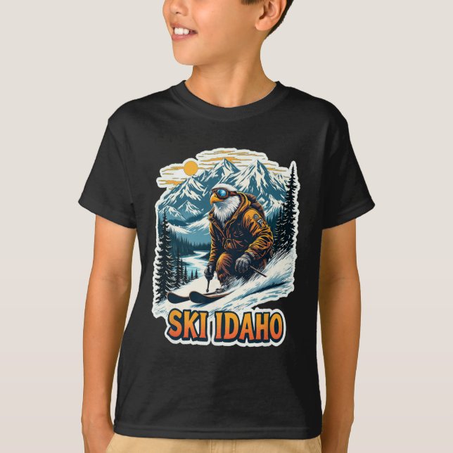 Camiseta Vintage Skiing Eagle Design  (Frente)