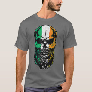 Camiseta Vintage Skull Skeleton Irlanda Irlanda Flag Rua Pa