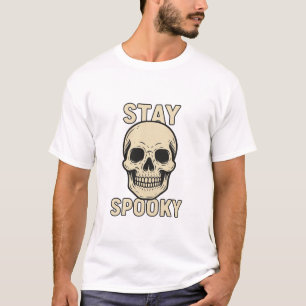 Camiseta Vintage Skull Stay Spooky, Estilo Tatuage