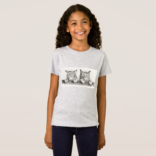 Camiseta Vintage Sleeping Cats Lithógrafo, 1874 (Frente Completa)