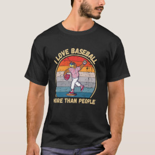 Camiseta Vintage Sloth I Love Baseball More than Pessoas