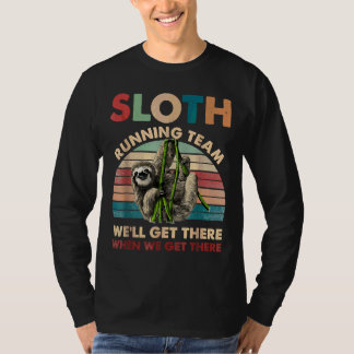 Camiseta Vintage Sloth Running Team Vamos Lá Engraçado S