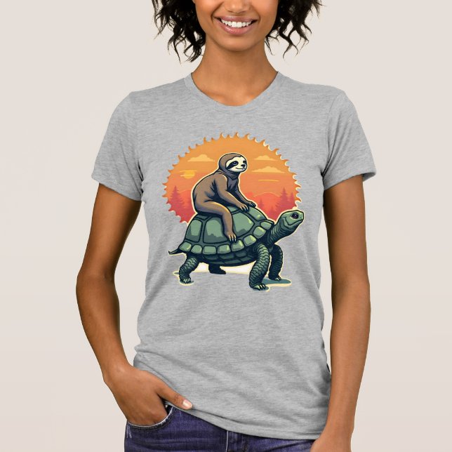 Camiseta Vintage Sloth Turtle Retro Animal Ride Shirt 2 (Frente)
