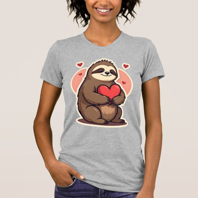 Camiseta Vintage Sloth Valentine Cute Retro Love Design 2 (Frente)