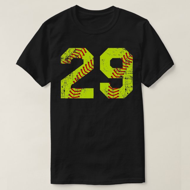 Camiseta Vintage Softball 29 Jersey Number (Frente do Design)