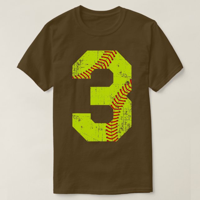 Camiseta Vintage Softball 3 Jersey Number (Frente do Design)