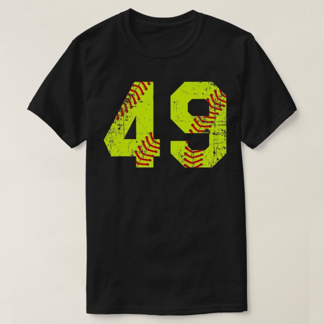Camiseta Vintage Softball 49 Jersey Number  (Frente do Design)