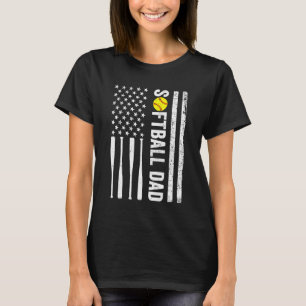 Camiseta Vintage Softball Pai Baseball Pai EUA Flag Fathers