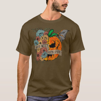 Camiseta Vintage Sorta Doce Sorta Spooky Pumpkin Floral Ha