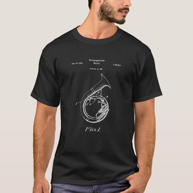 Camiseta Vintage Sousaphone Blueprint Shirt Banda T (Frente)