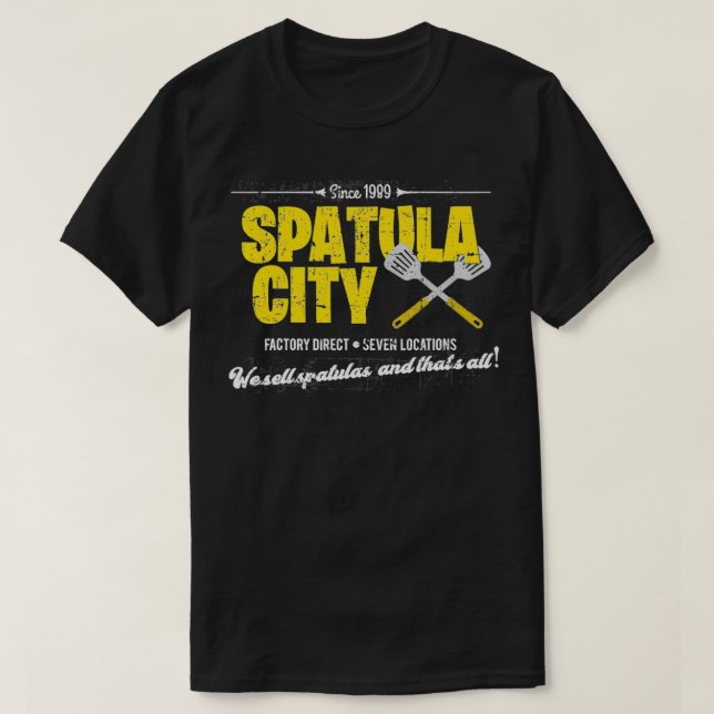 Camiseta Vintage Spatula City, em apuros (Frente do Design)
