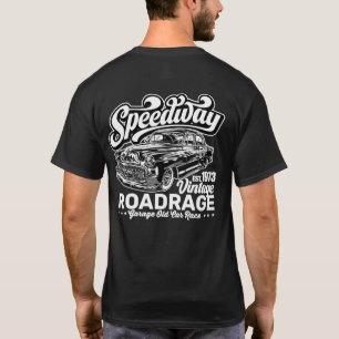 Camiseta Vintage Speedway Classic Car Race White Graphic