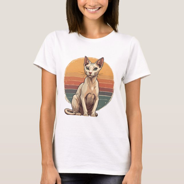 Camiseta Vintage Sphynx Cat Mom Retro Art (Frente)
