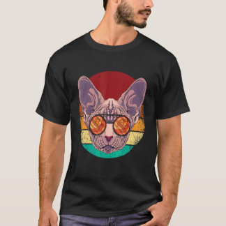 Camiseta Vintage Sphynx Face Cat Retro Kitten Eighties Styl