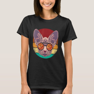 Camiseta Vintage Sphynx Face Cat Retro Kitten Eighties Styl