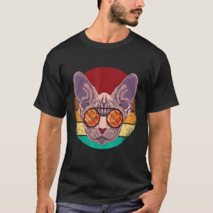 Camiseta Vintage Sphynx Face Cat Retro Kitten Oitenta Styl