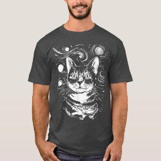 Camiseta Vintage Starry Night Cat, Gogh engraçado, Van Gogh