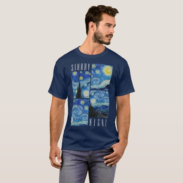 Camiseta Vintage Starry Night Impressão, Retro Vincent Van  (Frente Completa)