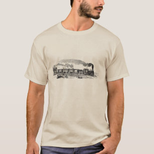 Camiseta Vintage Steam esboço de trem mens t-shirt