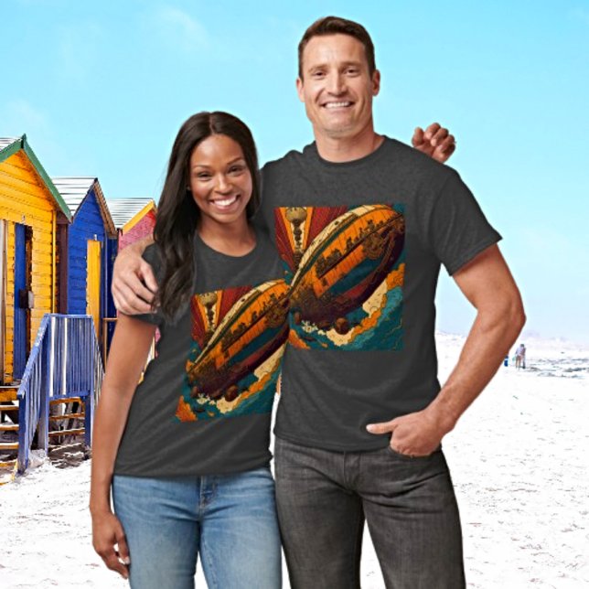 Camiseta Vintage Steampunk Airship Adventure (Criador carregado)