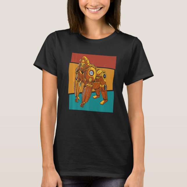 Camiseta Vintage Steampunk Monkey Mechanical Gorilla (Frente)