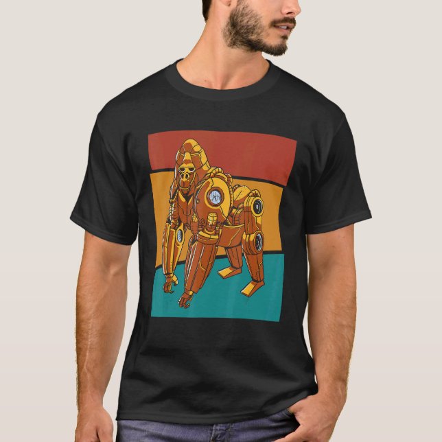 Camiseta Vintage Steampunk Monkey Mechanical Gorilla (Frente)