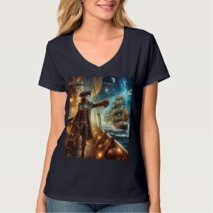 Camiseta Vintage Steampunk Vintage Pirata Espacial do Ocean
