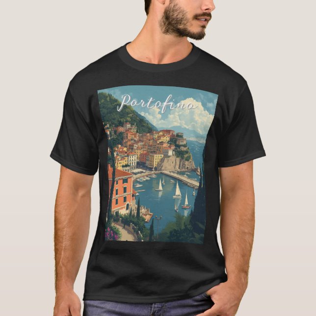 Camiseta Vintage Style Portofino Genova Italy (Frente)