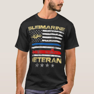 Camiseta Vintage Submarino Veterano American Flag, Veterano