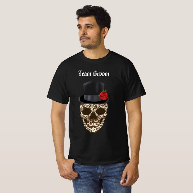 Camiseta Vintage Sugar Skull Team Groom T-Shirt (Frente Completa)