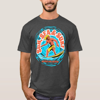 Camiseta Vintage Sun Sea Surf Mazatlan México Retro Surfing
