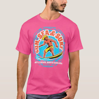 Camiseta Vintage Sun Sea Surf Myrtle Beach South olina Retr