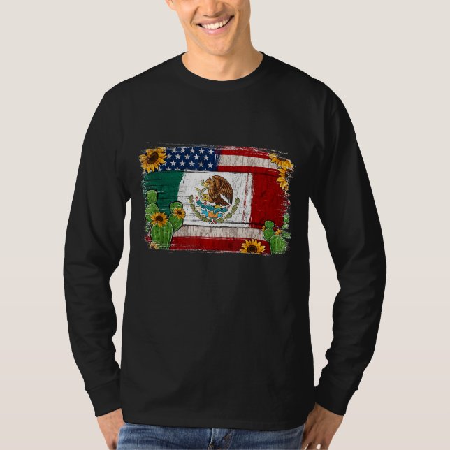 Camiseta Vintage Sunflower American Flag México Fl (Frente)