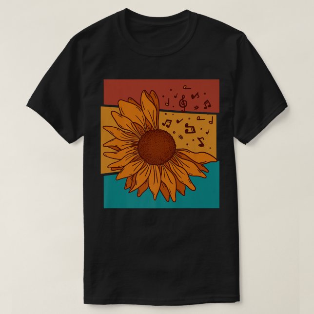 Camiseta Vintage Sunflower Music Notes3240 (Frente do Design)