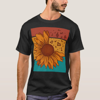 Camiseta Vintage Sunflower Music Notes3240