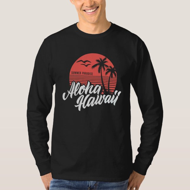 Camiseta Vintage Sunset Aloha Hawaii Summer Paradise (Frente)
