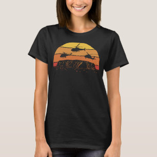 Camiseta Vintage Sunset Apache Helicopter Pilot Ai