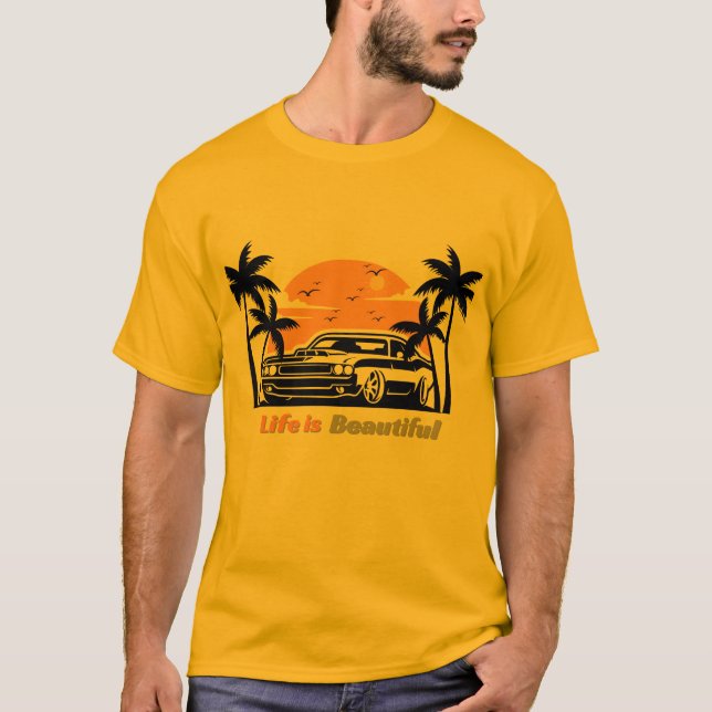 Camiseta Vintage Sunset Car (Frente)