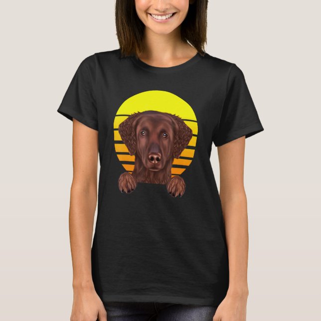 Camiseta Vintage Sunset Curly Retriever Cão (Frente)
