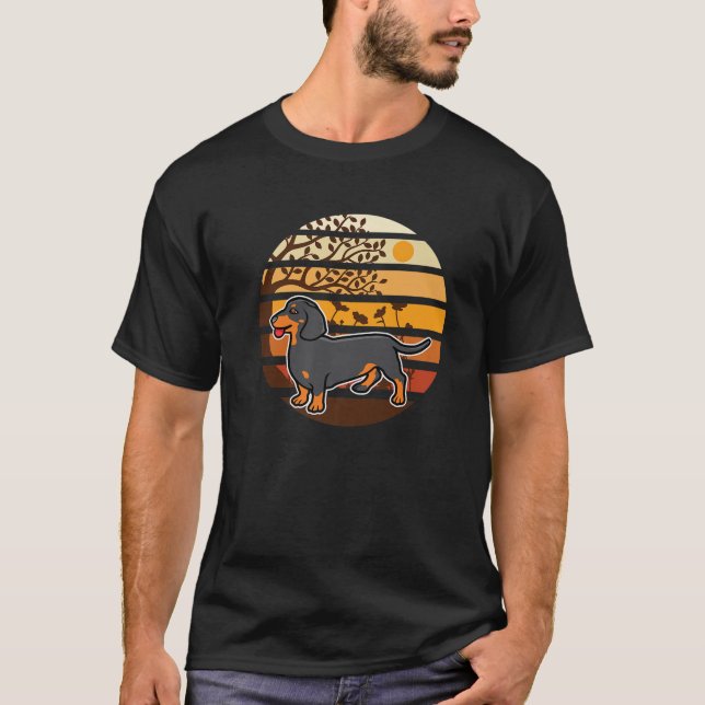 Camiseta Vintage Sunset Dachshund Weiner Sausage Dog Animal (Frente)