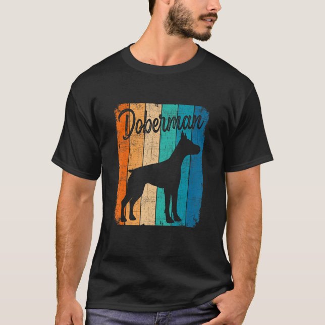 Camiseta Vintage Sunset Doberman Dog Pet  Dog Owner (Frente)