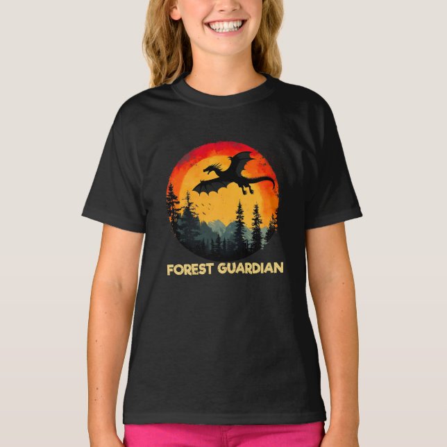 Camiseta Vintage Sunset Forest Dragon (Frente)