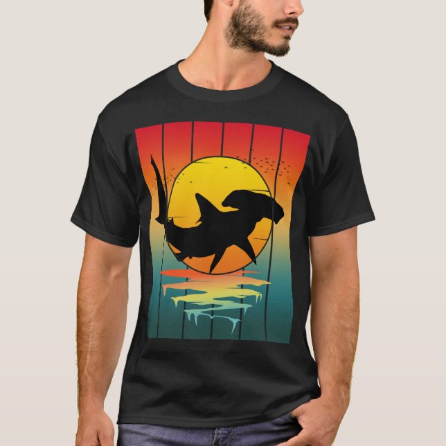 Camiseta Vintage Sunset Hammerhead Shark (Frente)