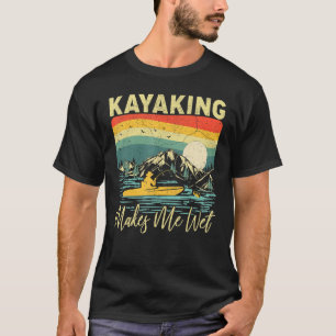 Camiseta Vintage Sunset Kayaking Me Faz Barco Lago Molhado