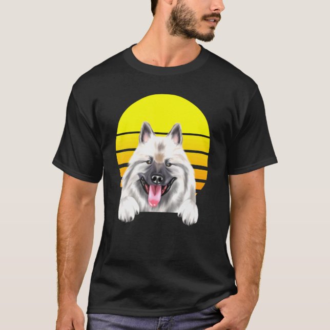 Camiseta Vintage Sunset Keeshond Dog (Frente)