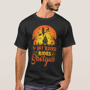 Camiseta Vintage Sunset My Rat Terrier Dog Ride Shotgun Hal