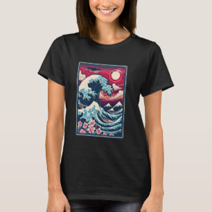 Camiseta Vintage Sunset Nature Lover Surf De Arte Onda Japo